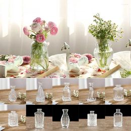 Vases Retro Home Decoration Transparent Wedding Party Supplies Flower Vase Hydroponic Plant Glass Embossed