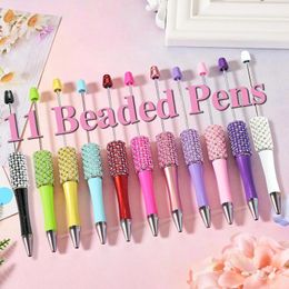 11Pcs Diamond Bead Ballpoint Pen Student Writing Pens DIY Beadable Stationery Gift Wholesale