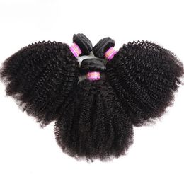 Afro Kinky Curly Human Hair Bundles Extensions 50g/PC Indian Remy Hair Natural Color Double Weft 1/3/5/7Pcs Set Full End