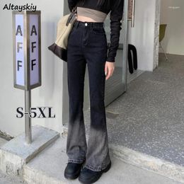 Women's Jeans S-5XL Flare Women 2024 Gradient Colour Korean Style Ins Autumn Fashion Vintage Sexy Girls College High Waisted Ulzzang