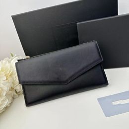 Black Long Wallets Plain Hand corn Purse Clutch Wallets Fashion Letters Inside Banknote Clip Credit Card Holder Zipper Pocket