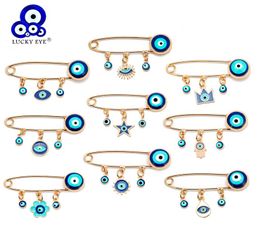 Jewelry Accessories Fashion JewelryBrooches Lucky Eye Blue Turkish Evil Eye Brooch Pin for Women Men Dropping Oil Flower Crown Sta9243729