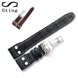 High Quality Genuine Soft Calf Leather Watch Band Strap For Iwc Mark 17 Series Watch Band 20 22mm Belt Bracelet With Rivet T190705 2333