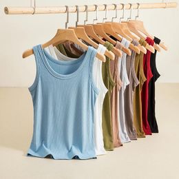 Women's Sleepwear Summer Pyjamas Threaded Vest Female Solid Colour Bottoming Shirt Sleeveless T-shirt Round Collar Top Women Clothing