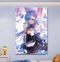 Paintings Re Zero Rem Japan Classic One Piece Wall Art Canvas Painting Nordic Poster Anime Print HD Pictures Living Girls Room Dec5956529