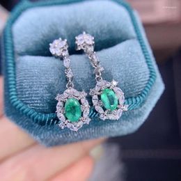 Stud Earrings Natural Emerald For Office Woman 4mm 6mm Silver 925 Sterling YULEM