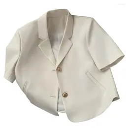 Women's Suits Women Suit Jacket Stylish Office With Short Sleeves Double Button Closure Pockets Lightweight For Work