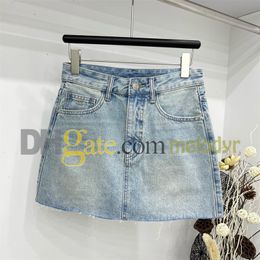 Women Jean Skirt Embroidery Letter A Line Dress Classic Slim Blue Denim Skirts Designer High Waist Short Dresses