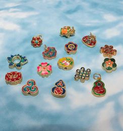 15PCS Chinese Style Placer gold Cloisonne Enamel Pendant DIY Charms Jewellery Making Supplies Necklace Bracelet Anklet Accessories1072861