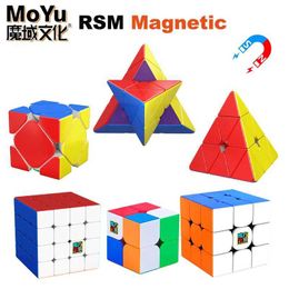 Magic Cubes MOYU RS2/3/4M Maglev 3x3 2x2 4x4 Magnetic Magic Cube 33 Professional 3x3x3 Speed Puzzle Children Fidget Toy Magnet Cubo Magico Y240518