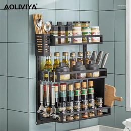 Kitchen Storage SH AOLIVIYA Shelf Stainless Steel Seasoning Bottle Rack Adjustable Spice Multifunctional Kitchenware Organizer