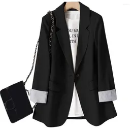Women's Suits Women Suit Coat Elegant Business With Single Button Closure Lapel Pockets Striped Cuff Detail For Fall Spring