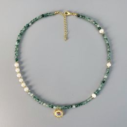 Ancient medio in stile retrò pietra naturale naturale perla naturale perla asimmetrica Temperamento classico nobile ed elegante catena di colletto femminile