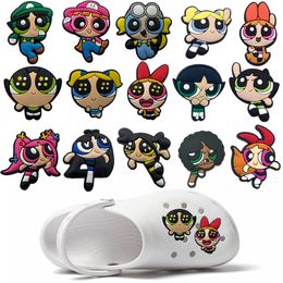 Charms Toys Shoe Cartoon The Powerpuff Girl Shoes Accessories Buckle Decorations Fit Bracelets Children Gifts Drop Delivery Ots0C Ot05E