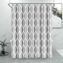Shower Curtains Fashion Grey Striped Curtain Modern Simple Line Pattern Home Polyester Printed Bathroom Decor With Hooks