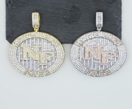 Iced out hip hop letter Nothing039s NF pendant Necklacs with Full white Cubic zircon paved gold rose color punk styles Wom2016055