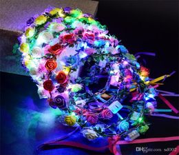 LED Flower Wreath For Wedding Dress Hair Garland Bridal Romantic Bridesmaid Floral Crown Hawaii Seaside Party Decor Headdress 3jt 5570407