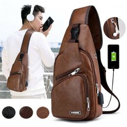 Fashion Men's Leather Sling Pack Chest Shoulder Crossbody Bag Biker Satchel Men Briefcases HoSales1 315N