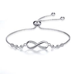 Chain Womens 8 Shape Link Bracelet Adjustable Steel Cz Rhinestone Infinity Charm Anklet Bangle For Her Valentines Mother Day Gift Dr Dh7Cy