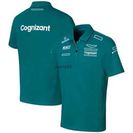 New F1 Team Racing Suit Jacket Car Work Clothes Fan T-shirt Short-sleeved Custom GREEN Polo Golf Shirts Mens