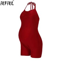 Maternity Swimwears Pregnant womens swimsuit maternity all-in-one jumpsuit swimsuit suspender with built-in bra elastic swimsuit maternity pool suit H240518