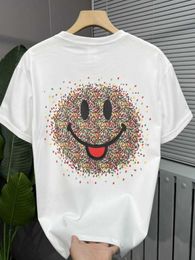Men's T-Shirts Mens Fun Smiling Face Printed T-shirt High Quality Cotton Top Casual Suitable for Fitness and Strt Summer Novelty Y2405163XZN