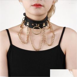 Chokers Choker Fashion Necklace Pu Leather Pendant Collar For Women Goth Punk Chain Y Chocker Necklaces Bondage Gift E20 Drop Delivery Otufh