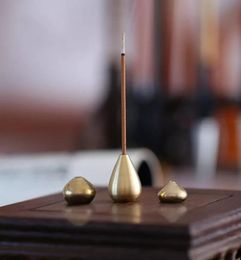 Portable Incense Burner Lamps Multi Purpose Water Drop Shape Brass Incense Holder Home Office Teahouse Zen Buddhist Supplies9609332