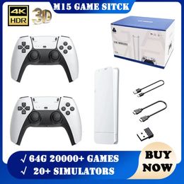 M15 Game Stick Mini TV Handheld Game Console Wireless Gamepads Video Game 64G 20000 Retro Game HD Output Two-player for PS1 Etc 240509