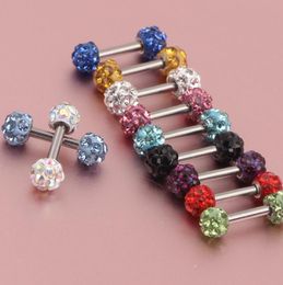 Body Jewellery Whole 50pcslot mix 10 Colours crystal ball earring body piercing Jewellery fake ear stud tongue ring5249033