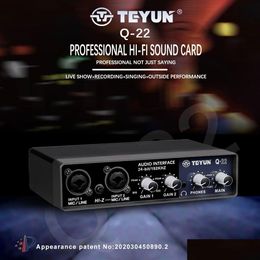 Other A/V Accessories Teyun Q22 Q16 O Interface Professional Portable Sound Card Usb Computer Arranger Live For Studio Recording 240 Dhdag