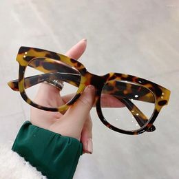 Sunglasses Square Frame Anti-UV Blue Rays Glasses Vision Care PC Leopard Print Computer Goggles Solid Colour Transparent Eyeglasses Men