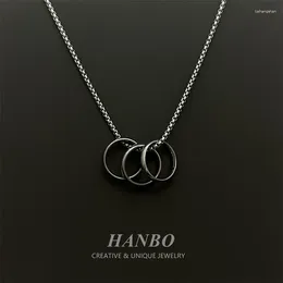 Pendant Necklaces Simple Three-ring Ring Necklace Men Fashion Sweater Chain Hip-hop Niche Design Accessories And Women Style