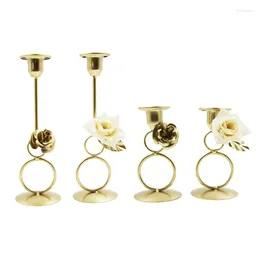 Candle Holders Metal Candlestick Wrought Iron Holder Flower Candelabra For Home Wedding Dinning Party Romantic Stand