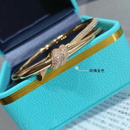 Hot Picking TFF High Version Half Diamond Knot Bracelet with Inlaid Twisted Bow Seiko Rose Gold Handicraft for Women LT7W