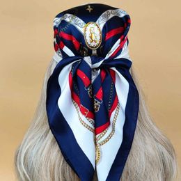 Bandanas Durag Four Seasons 2023 Scarf Fashion Style Beach Sunset Kerchief Luxury Design Square Silk Headband New Womens 70X70CM Headband J240516