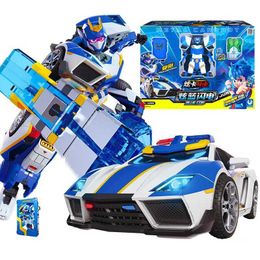 Transformation toys Robots The new metal card robot will convert the robot into a car action diagram with a blue COP and a card to convert car toys d240517