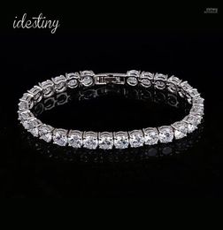 1111 Tennis Bracelet For Woman With Charm 6mm Round Cubic Zirconia Pulseira Classic Wedding Jewelry Lady Bracelet14299347
