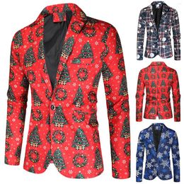 Men's Suits Blazers Casual Coat Jacket Christmas Print Fit Suit Blazer Fashion Slim Buttons Party Costume