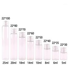 Dia 22mm 5ml 10ml 20ml 25ml Transparent Glass Bottles Cute Jar Vials Terrarium with Silver Screw Lid Wedding Craft 100pcs182684201473160