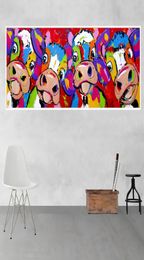 Large Wall Art Canvas Painting Modern Abstract Graffiti Picture Colorful Cows Painting Poster for Home Living Room Wall Decoration6555750