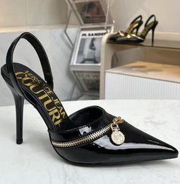 scarpe eleganti eleganti triangoli estivi sandali in pelle spazzolata scarpe per donne slingback pompe calzature di lusso da donna con tacchi alti per feste