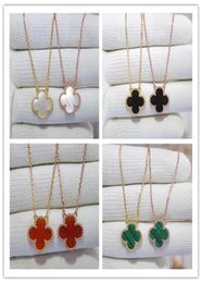 2021 Fashion Jewelry Necklace Black and White Red Green Four Leaf Flower Shell Agate 925 Silver 18k Gold Necklace diamond clover B1395293