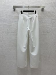 Women's Pants 24 Feminine Sag Crisp Fabric Single Pocket Personality Design High Waist Pleated Loose Casual Wide Leg Trousers