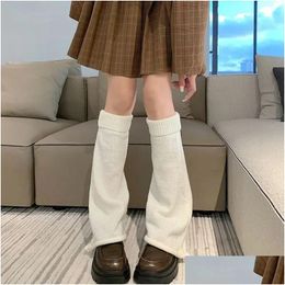 Shoe Parts & Accessories Leg Warmers Y2K Spring And Autumn Knitted All-Match Warm Socks Flared Pile Stockings Solid Color Calf Spice G Dhxjm