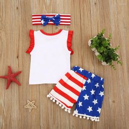 Clothing Sets Born Baby Girls 4th-of-July Letter Love Heart Tops Stripe Star Shorts Set 8 Outfits
