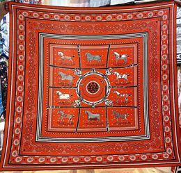 Ten Horse Print Cashmere Shawl HIGHEND Silk Scarfs Women Winter Warm Silk Scarf Hand Rolled Edges Scarf Stole Tippet1813664