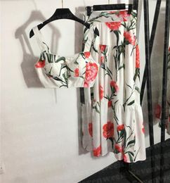 Vintage Print Sling Vest Dress Two Piece For Women Design Lady Sexy Tanks High Waist Skirts Sets For Party Nightclub3023851