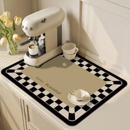 Carpets Plaid Kitchen Carpet Dish Drying Mat Countertop Absorbent Rug Coffee Cup Placemat Tableware Pads Sink Mats Home Decor