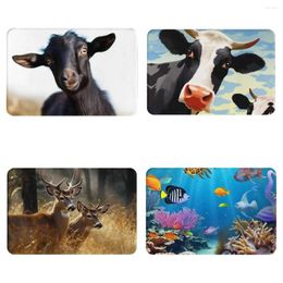 Carpets Animal Doormat Durable Front Mats Cute Print Non-Slip Washable Bath Carpet Soft Flannel Rugs For Bedroom Kitchen Decor